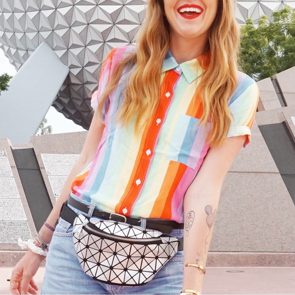 RAINBOW BUTTON UP BLOUSE